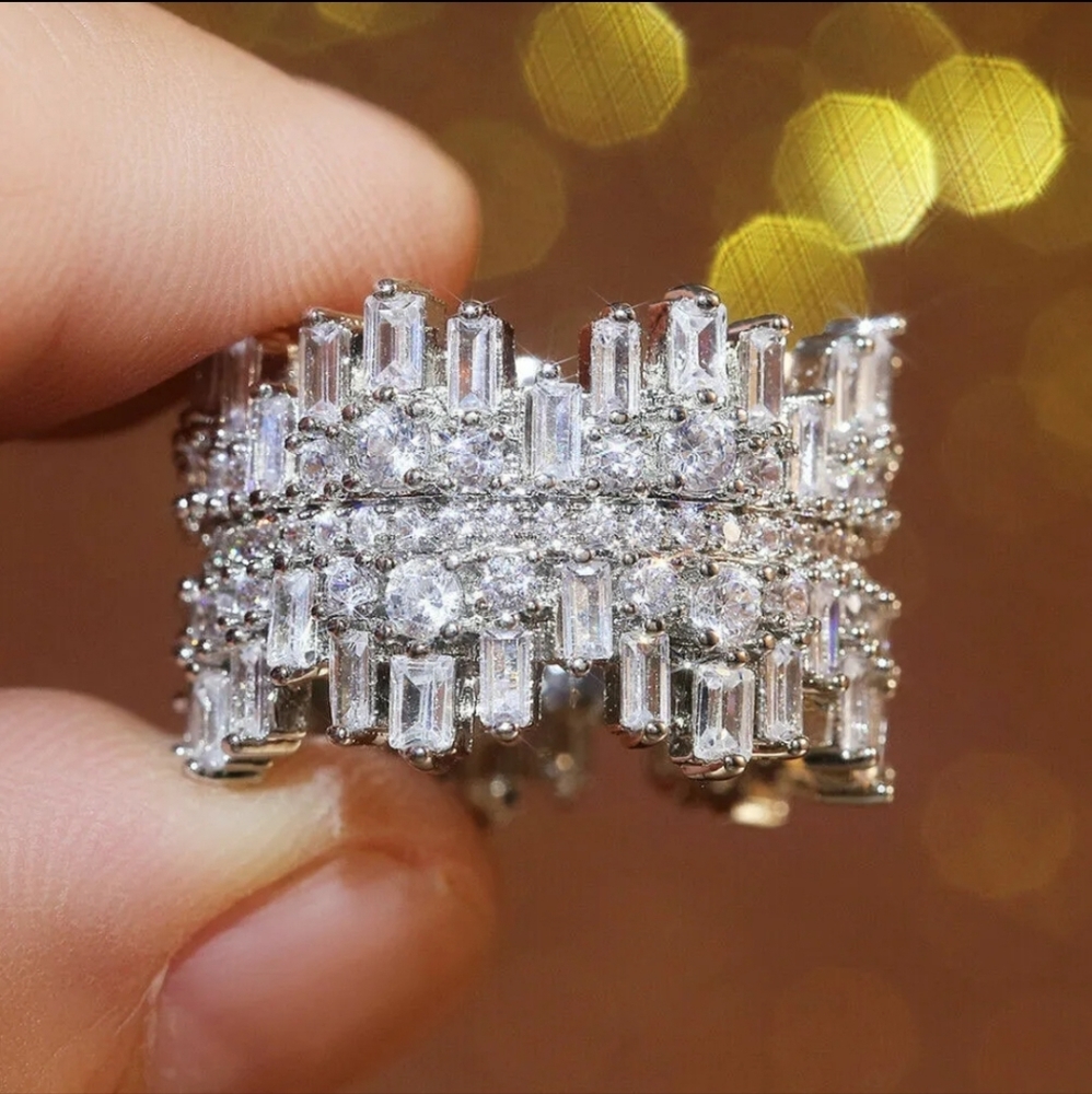 Stunning and Substantial CZ Diamond Cocktail Ring With Incredible Sparkle